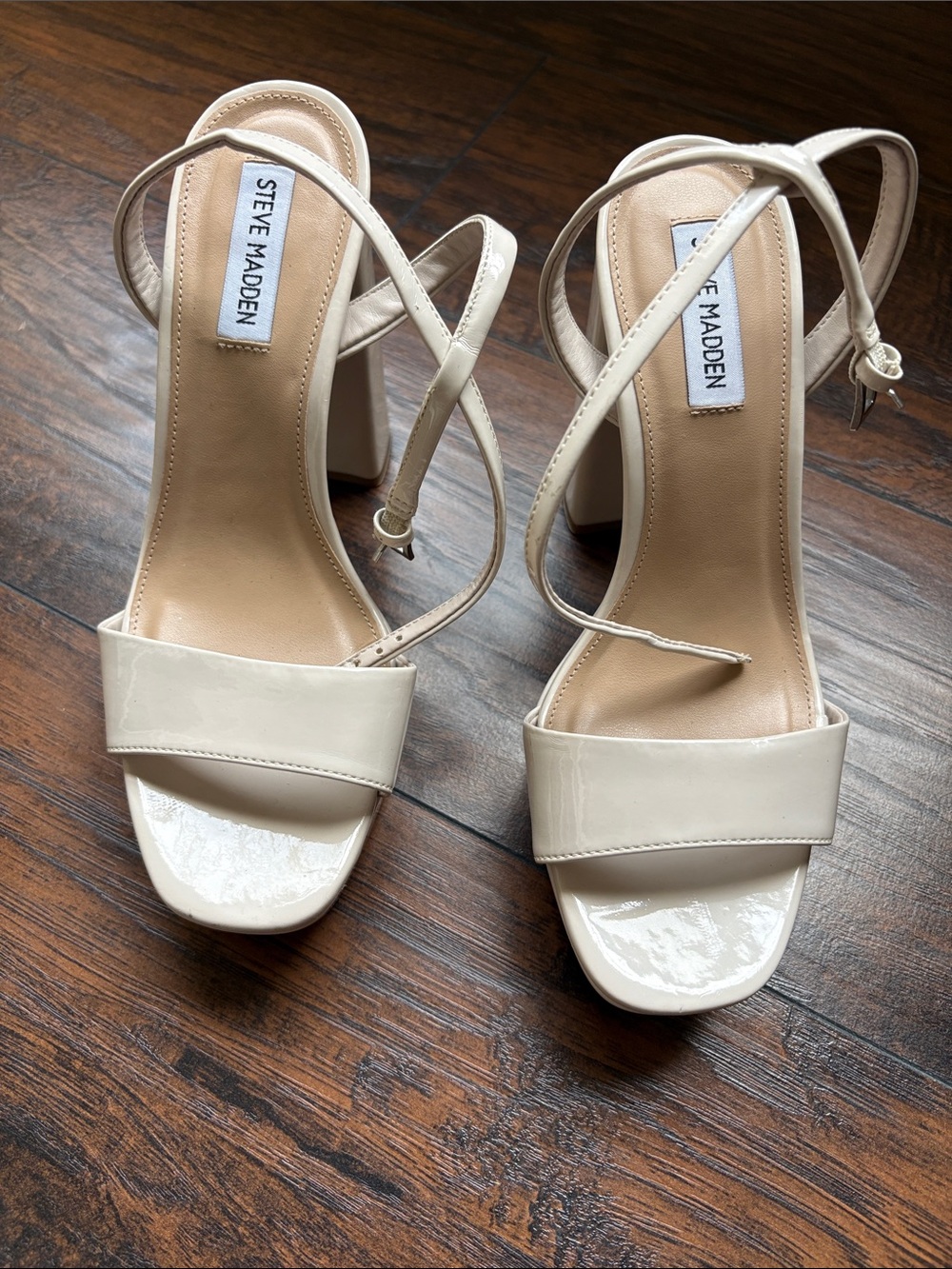 Steve Madden Cream Strappy Block Heels